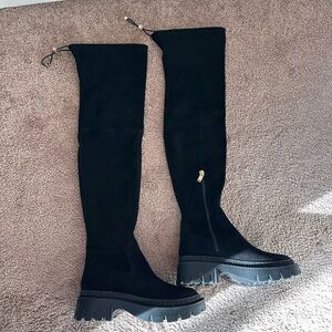 Coach Black Over-the-Knee Suede Lug-Sole Boots